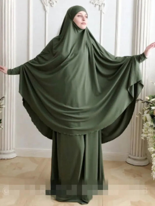 2 Piece Set Long Khimar+skirt