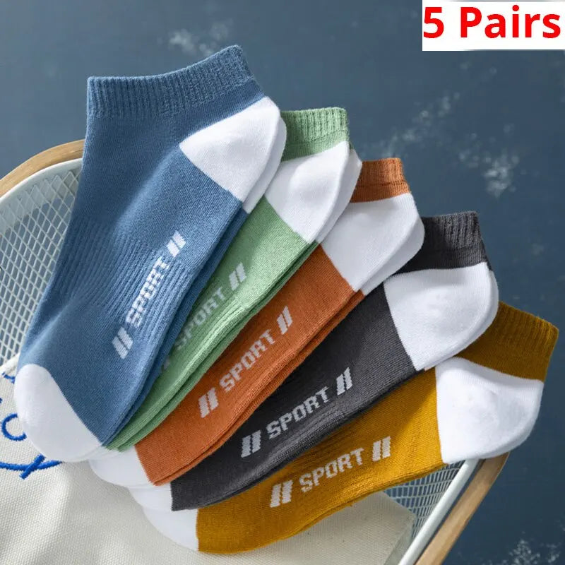 5 Pairs Summer Thin Men Sports  Short Socks