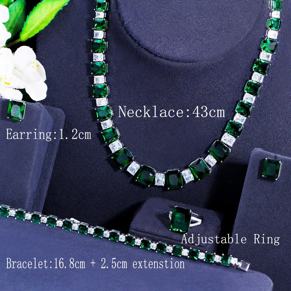 Green Princess Cut CZ Zirkon Runde Choker Halskette