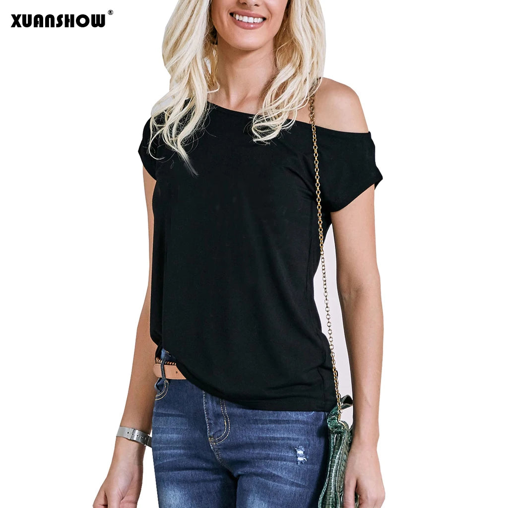 Fashion Women's tshirt Slim Casual Off Shoulder Short Sleeve T Shirts