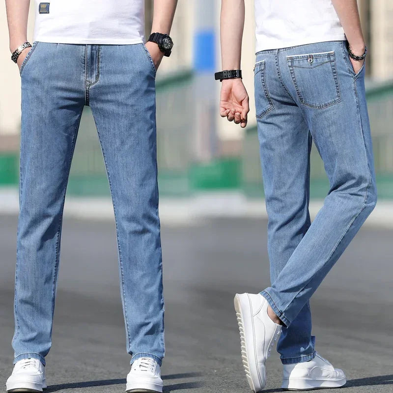 Summer New Men's Loose Stretch Gray Jeans