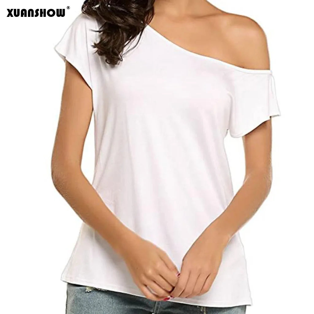 Fashion Women's tshirt Slim Casual Off Shoulder Short Sleeve T Shirts