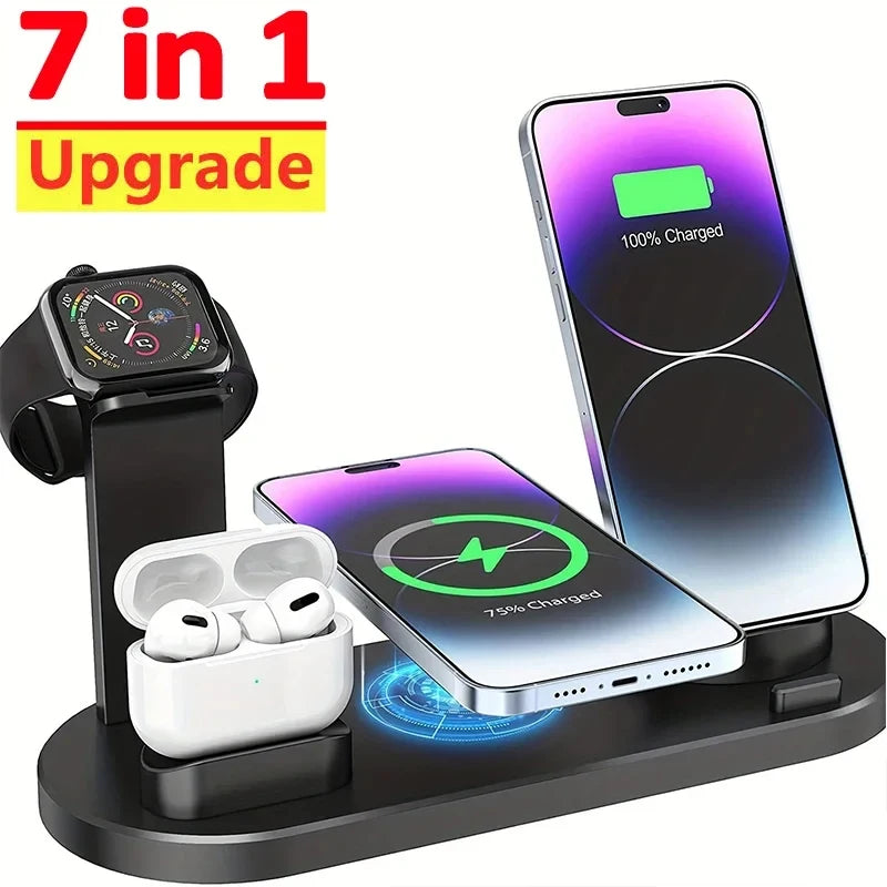 30W 7 in 1 Wireless Charger Stand Pad For iPhone 14 13 12 Pro Max