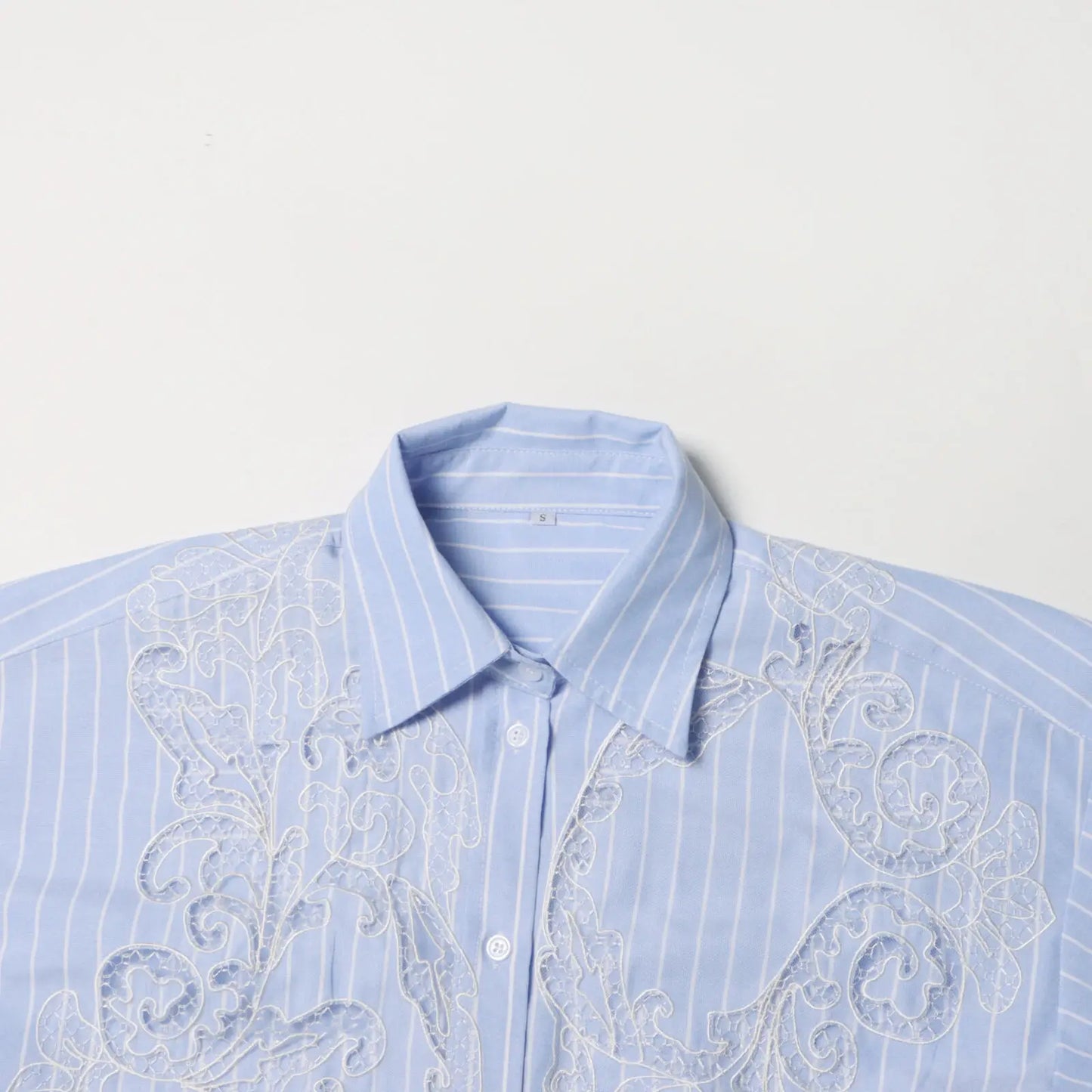 VGH Striped Patchwork Lace Casual Shirt