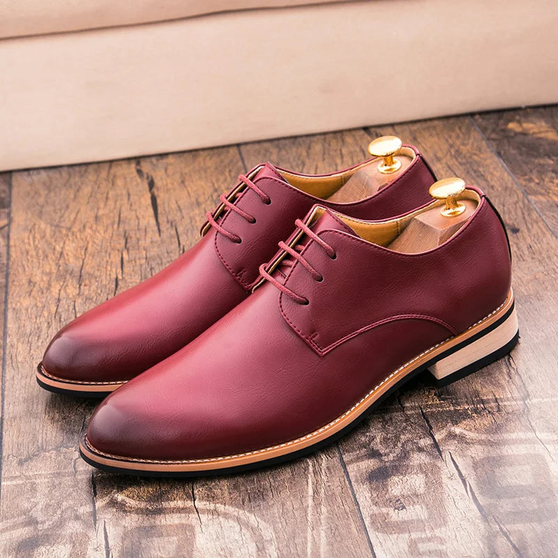 English Style Red Classic Men's Leather Casual Shoes