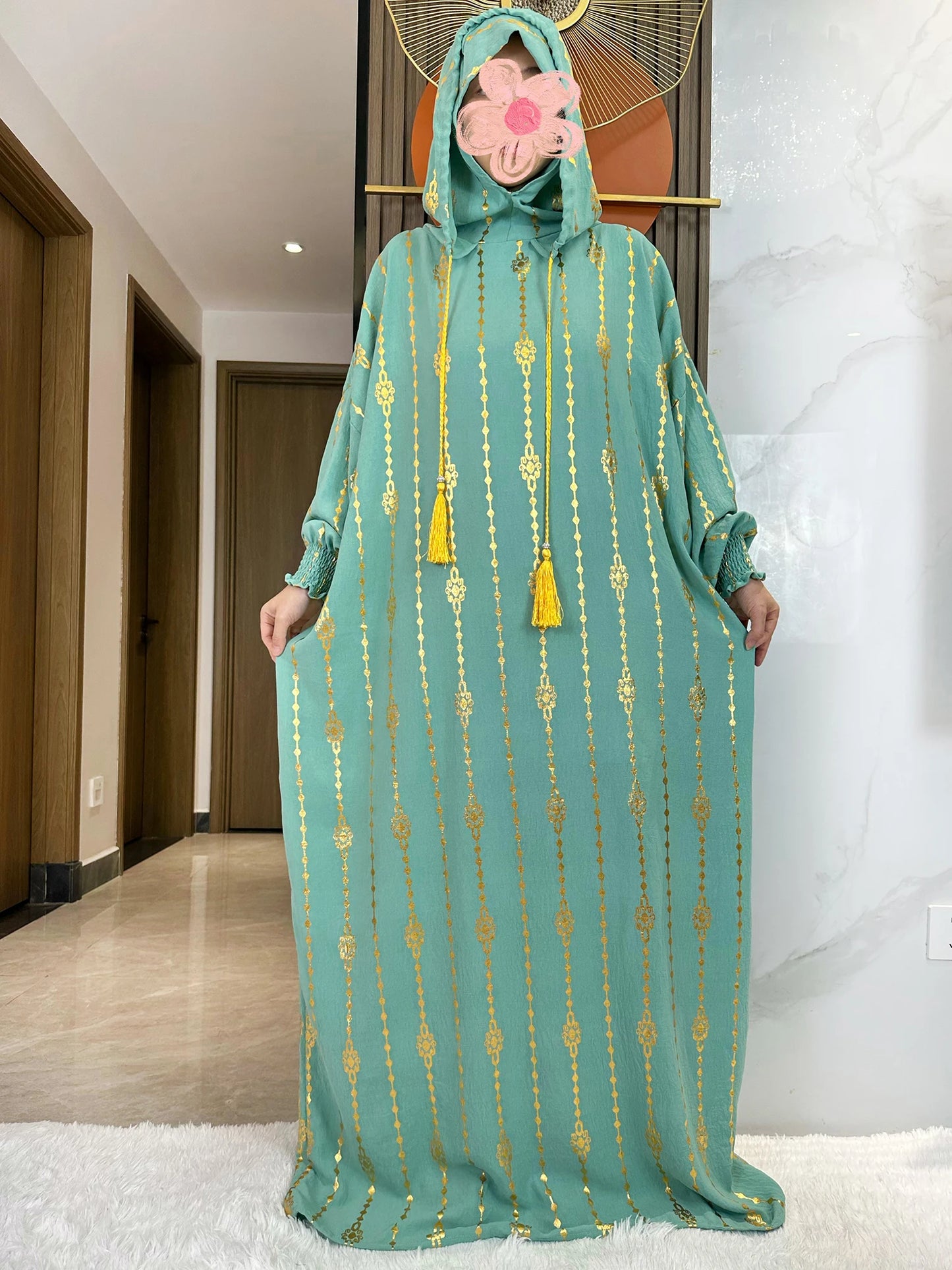 New Cotton Ramadan Muslim Two-Hat Abaya Dubai fashion