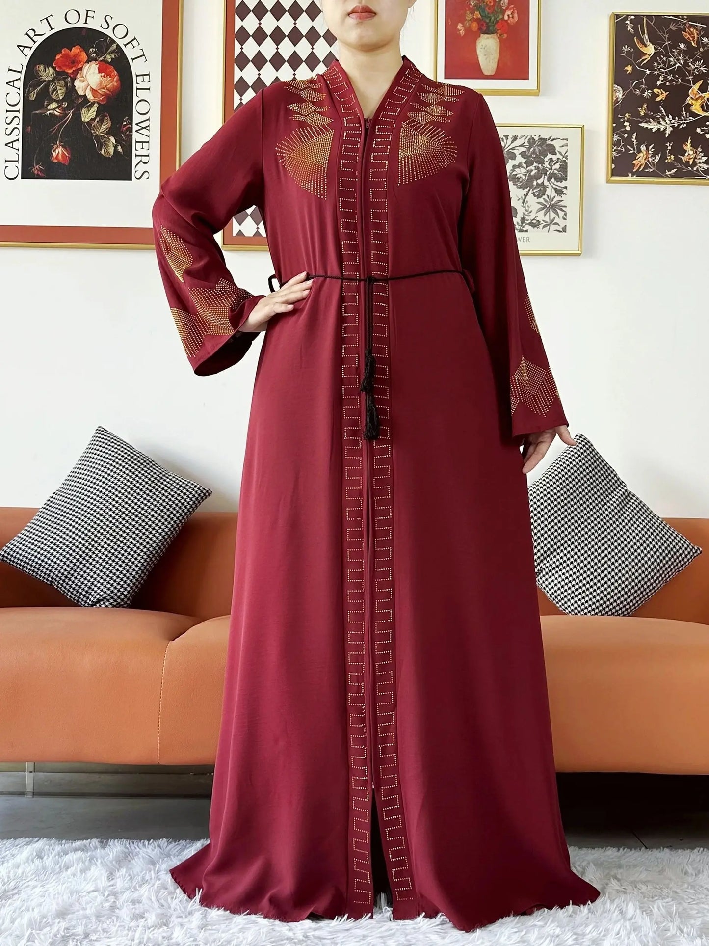 Chiffon Open Abaya with Zipper