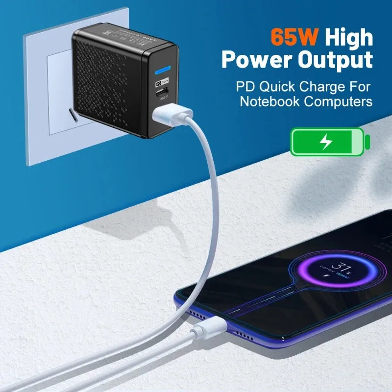 65W USB C Charger PD Type C EU/US Fast Charging