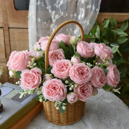 30cm Rose Pink Silk Bouquet Peony Artificial