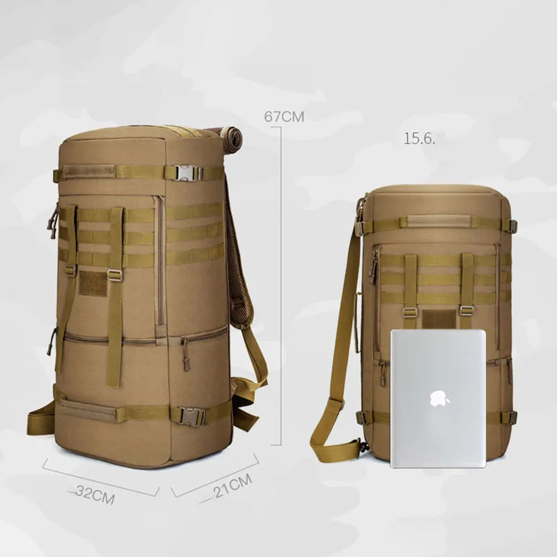 65L Tactical Backpack Men Travel Luggage Bag