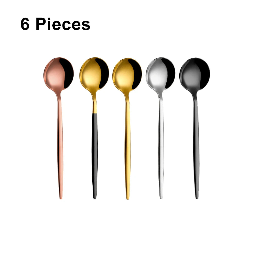 6 Pieces Gold Coffee Spoon Stainless Steel